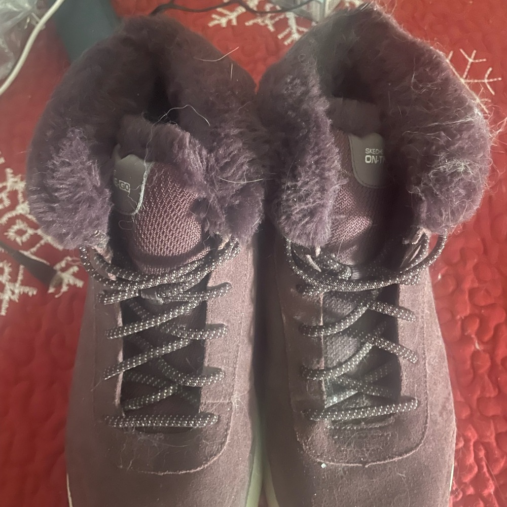 Skechers Purple Ankle Booties with Fur Lining